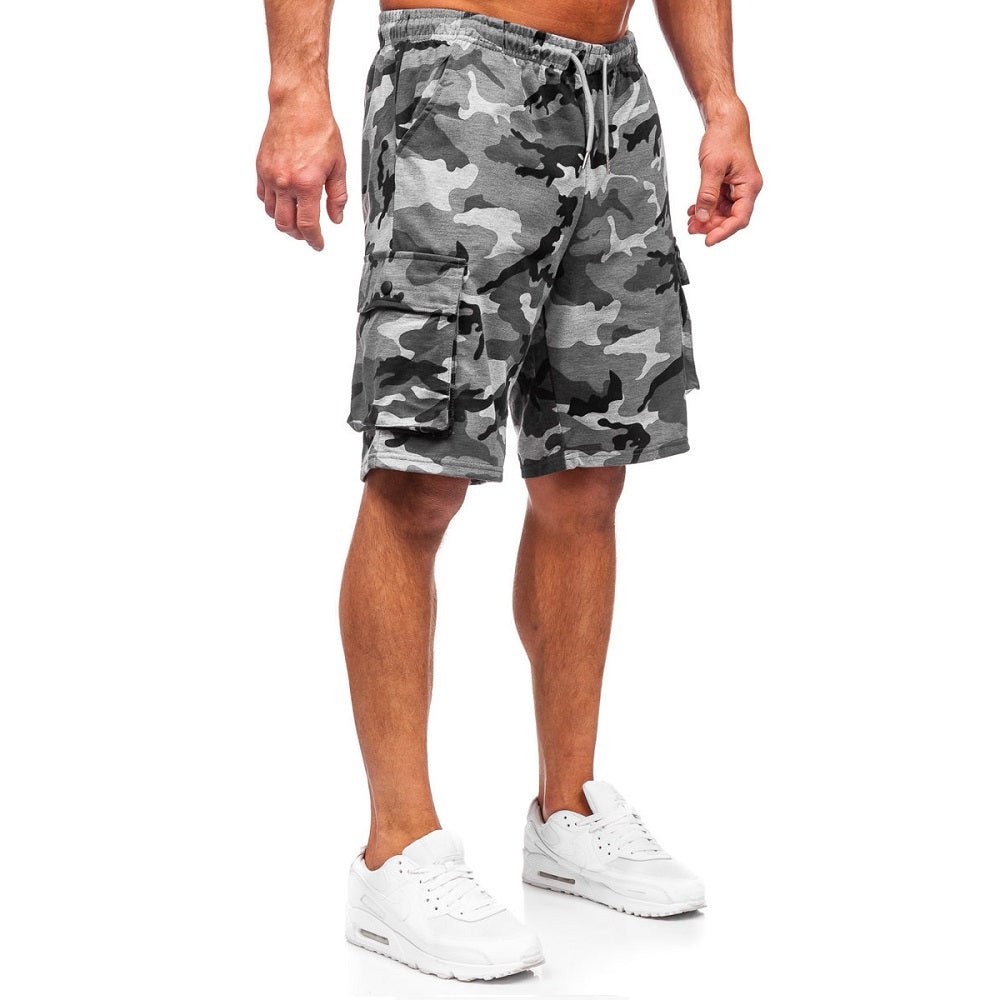 Camouflageshorts med cargofickor - ljusgråa från sidan