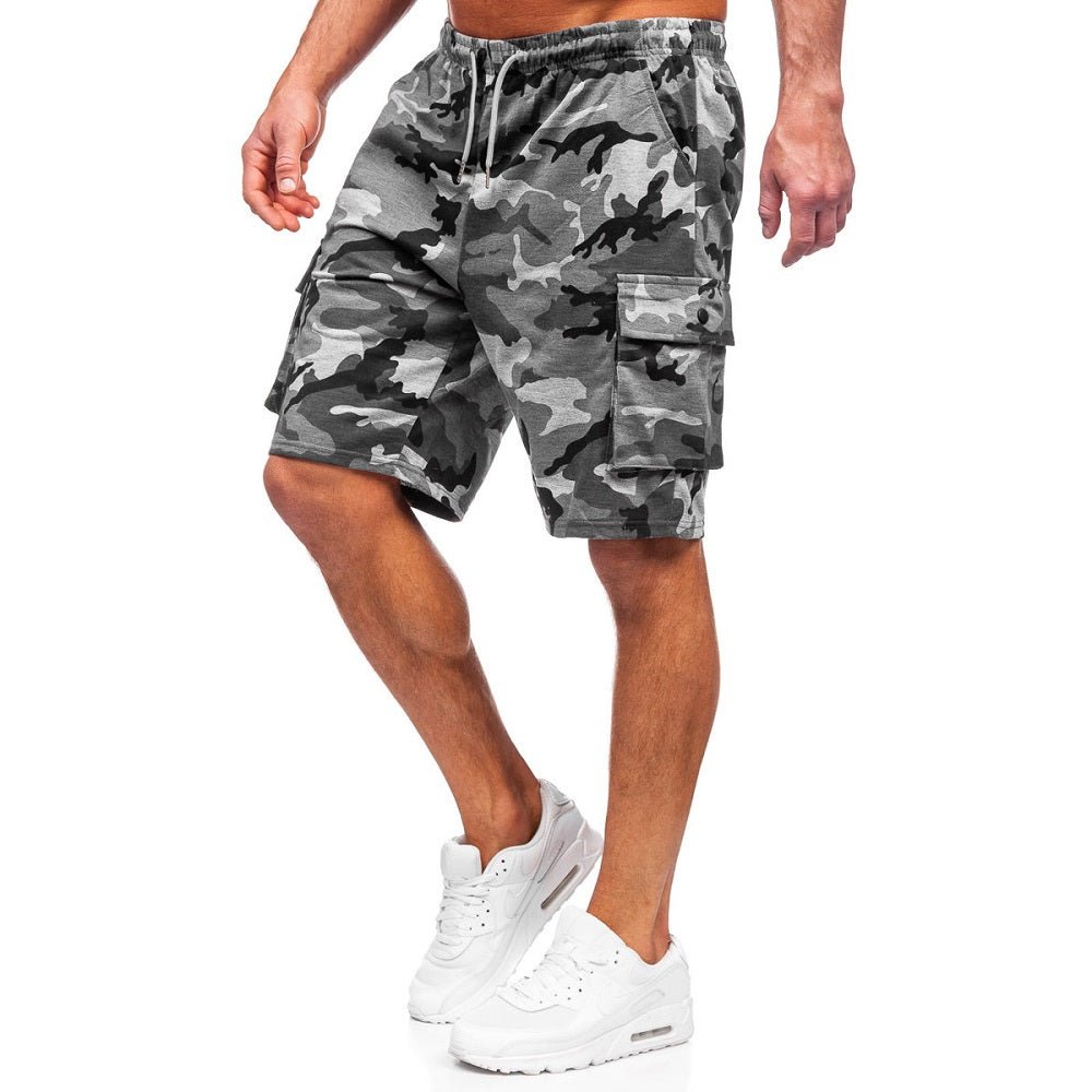 Camouflageshorts med cargofickor - ljusgråa