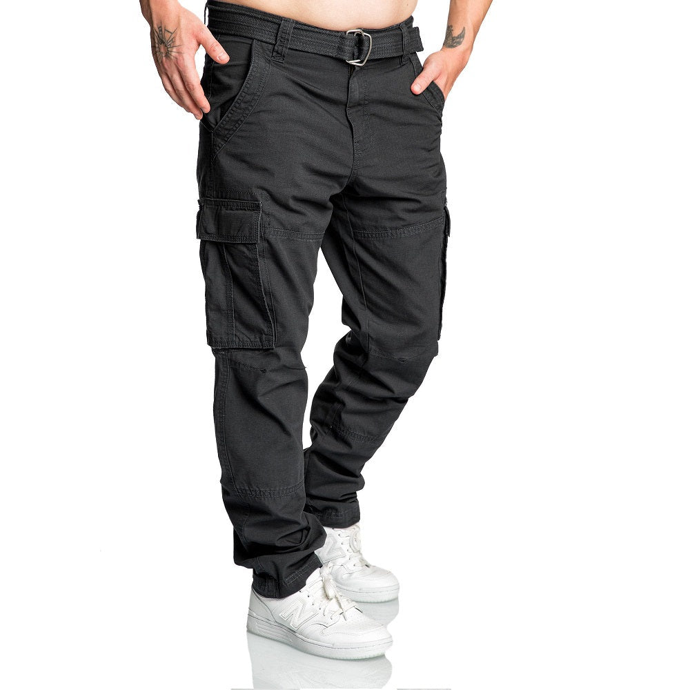 Cargobyxor med bälte - Herrbyxor Chinos svarta front