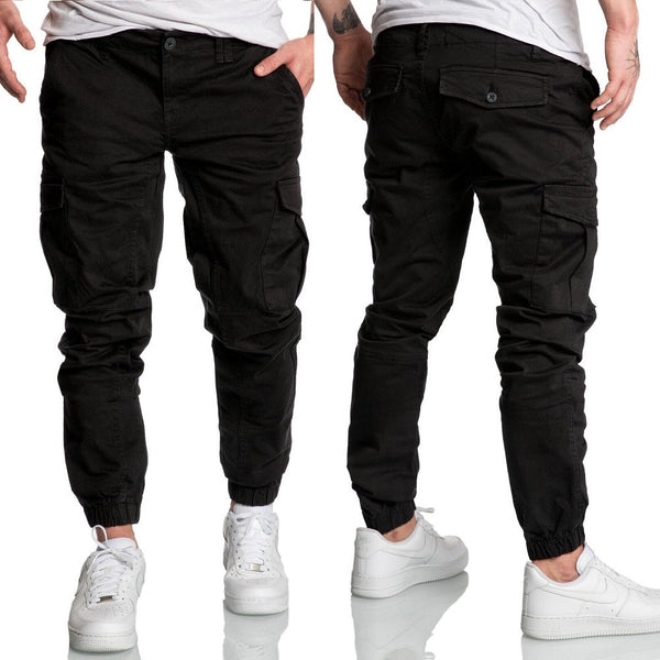Chino joggers - herrbyxor med cargofickor - Svarta 499 kr