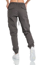 Chino joggers med benfickor - Gråa
