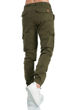 Chino joggers med benfickor - Khakigröna