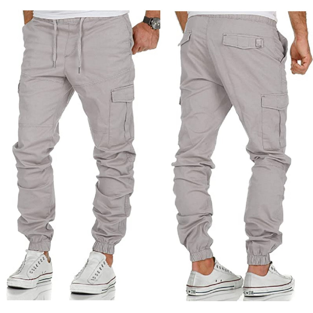 Chino joggers med benfickor och stretch ljusgråa