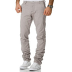 Chinos herr - ljusgråa stilrena chinobyxor regular fit - framifrån