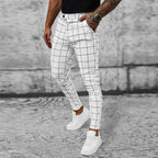 Chinos - Vita Herrbyxor med rutmönster slim-fit