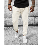 Chinos med cargofickor - Ecru färgade front