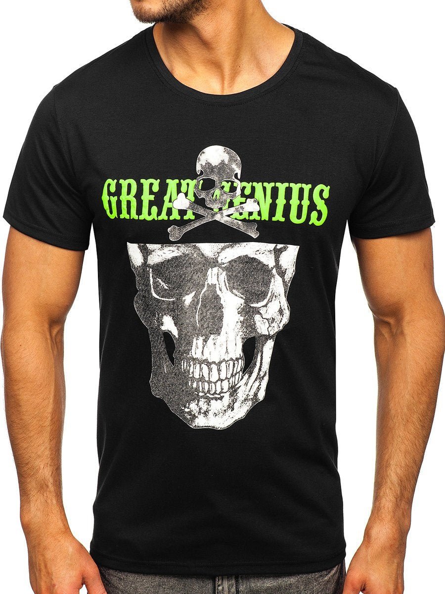 Cool printed T-shirt Great Genius - Svart