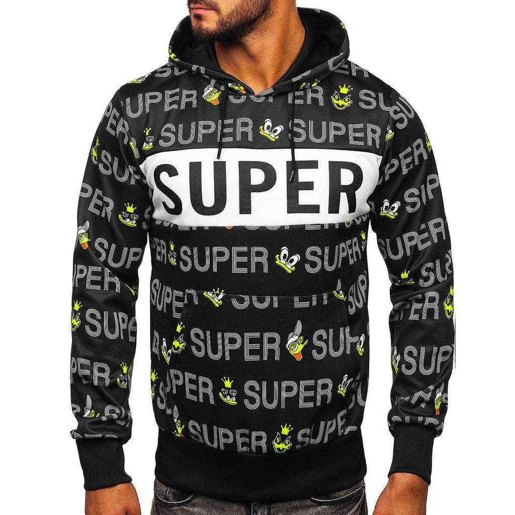 Cool svart printed hoodie
