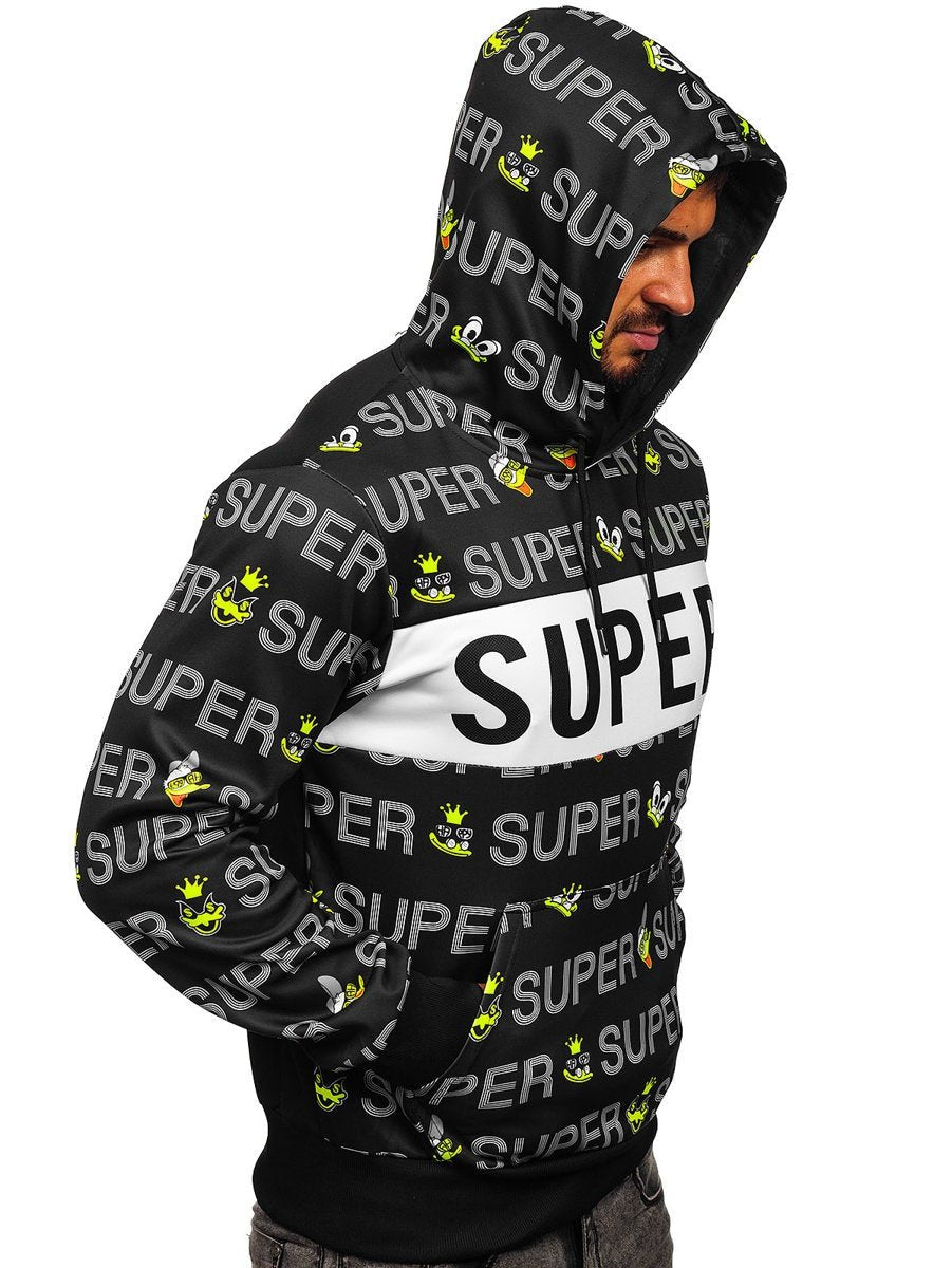 Cool svart printed hoodie