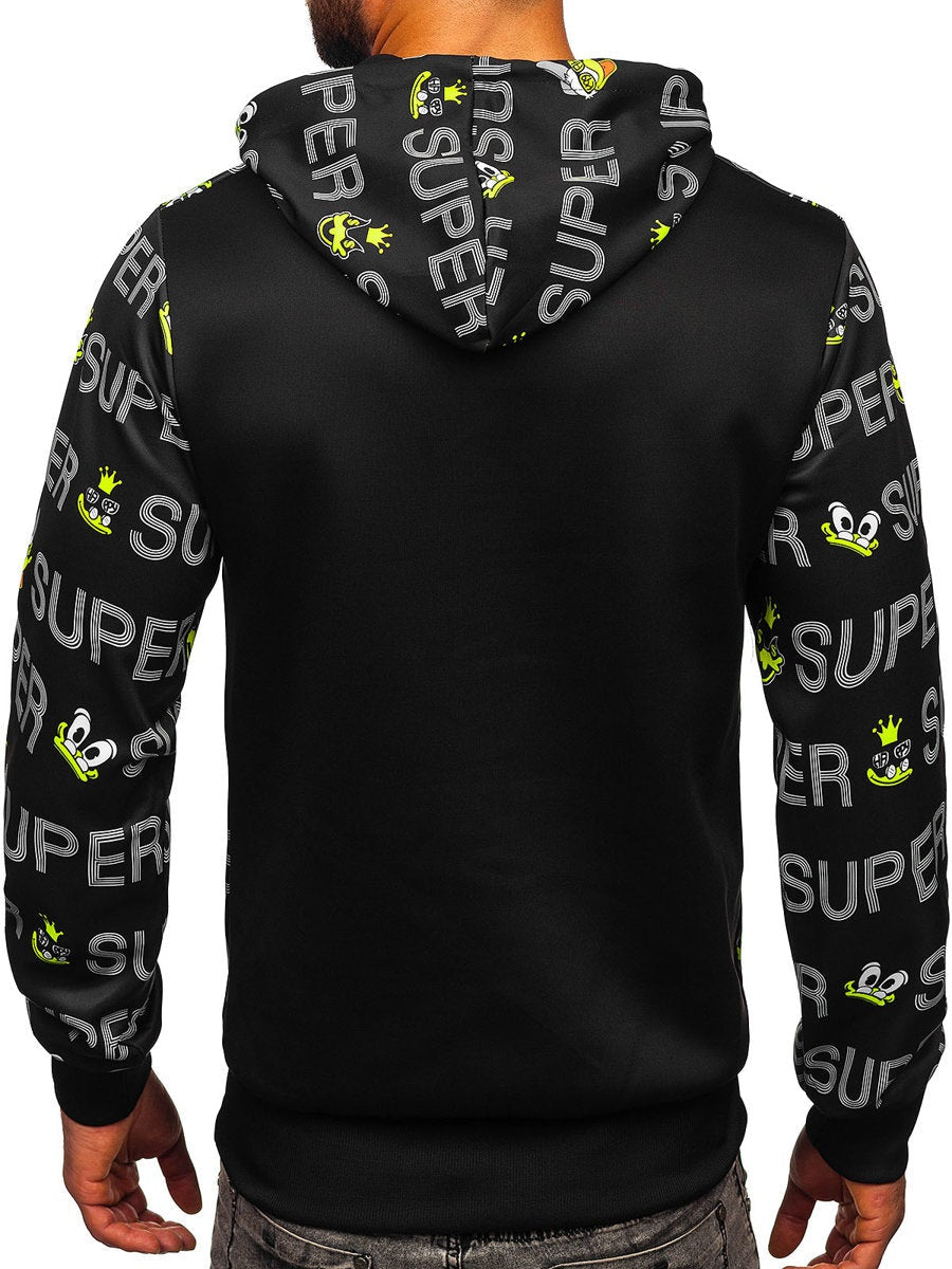 Cool svart printed hoodie