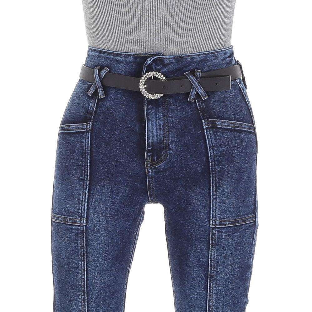 Damjeans med hög midja och bälte ingår zoom front