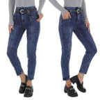 Damjeans med hög midja och bälte ingår