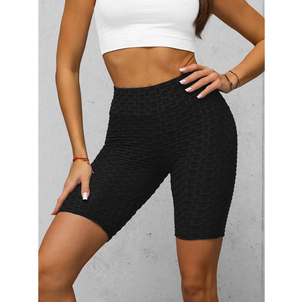 Cykelbyxa med Struktur - Svarta Damshorts framifrån