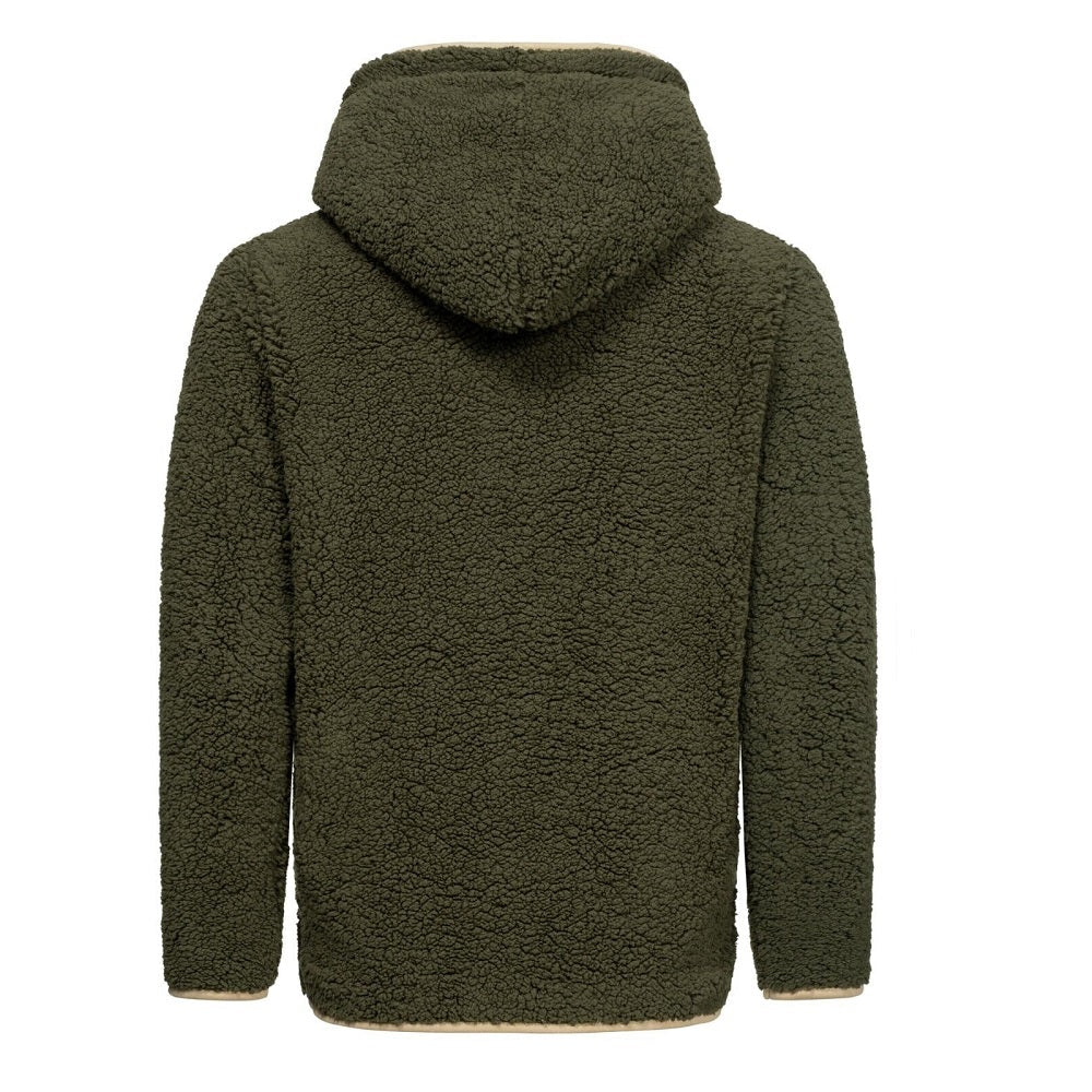 Fleece huvtröjor - Herrtröjor fleece med huva grön bakifrån