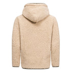 Fleece huvtröjor - Herrtröjor fleece med huva beige bakifrån