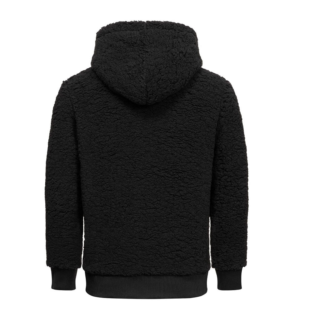 Fleecetröjor med huva - sköna herrtröjor i fleece svart bakifrån