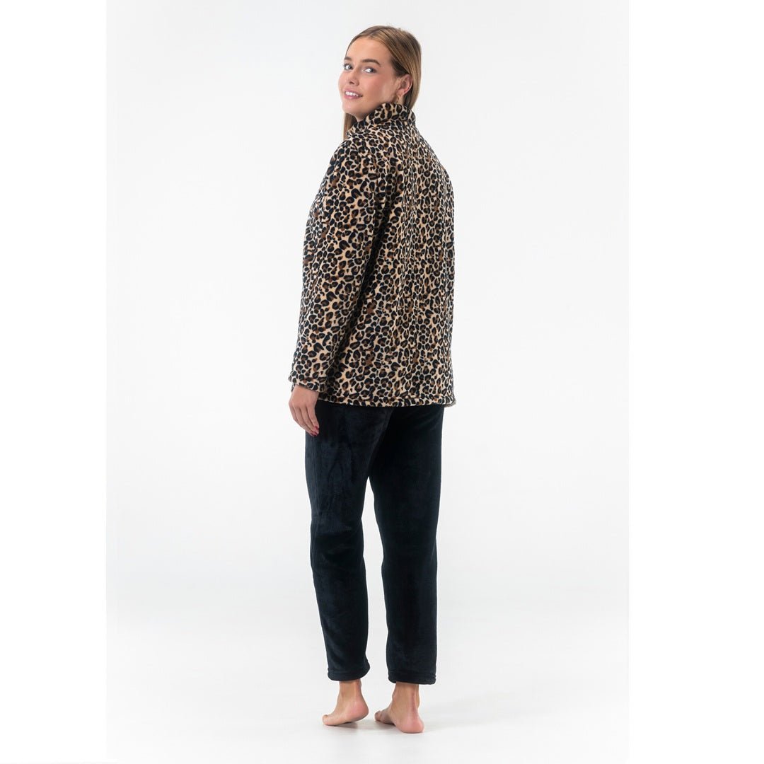 Leopard myskläder dam i fleece Gaubert bakifrån