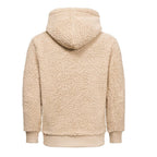 Beige Fleecetröja med luva och magficka - Herrtröja bakifrån