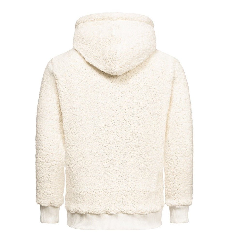 Vit fleecetröja med luva Hoodie Herr bakifrån