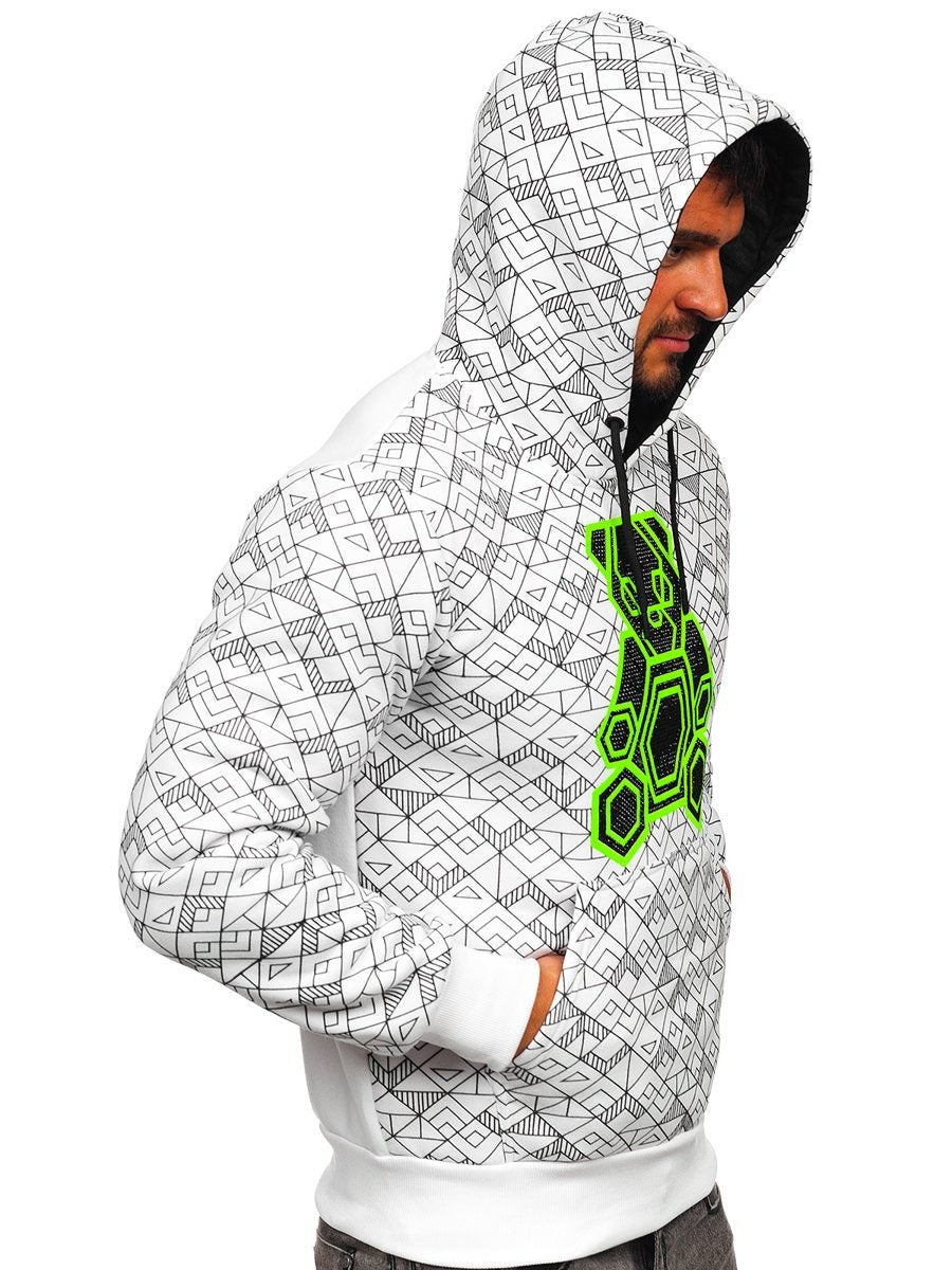 Fräck vit Herr Hoodie