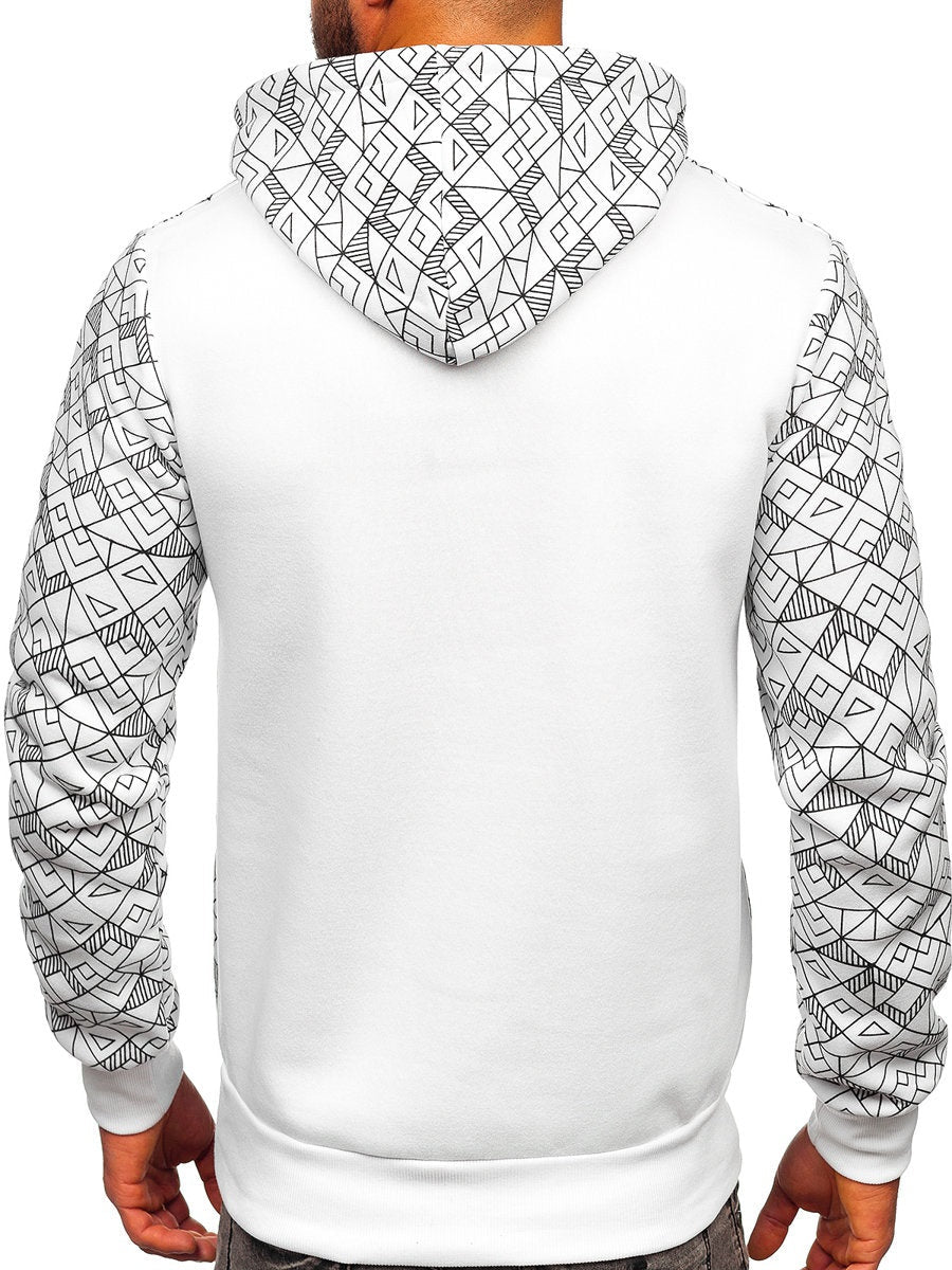 Fräck vit Herr Hoodie