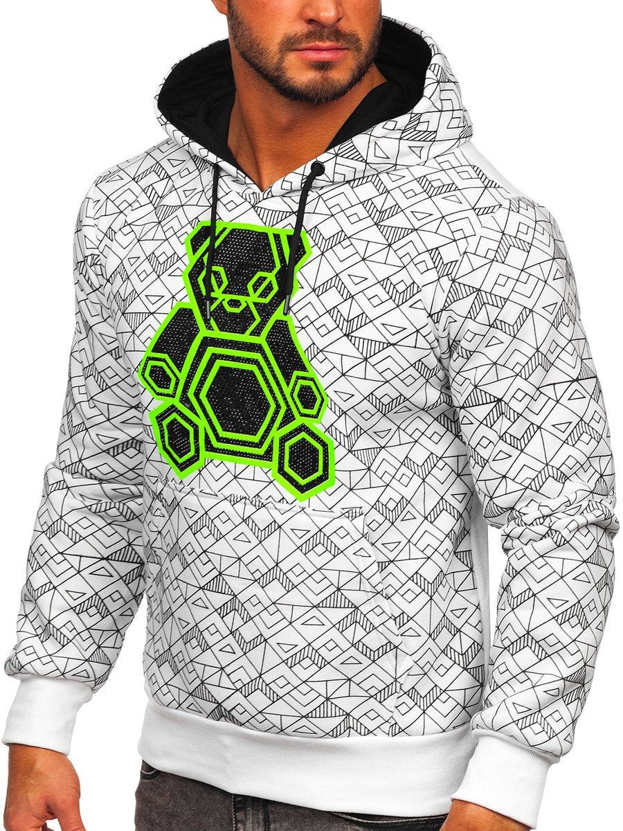 Fräck vit Herr Hoodie