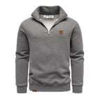 Grå sweatshirt herr med half zip och hög krage från Amaci & Sons
