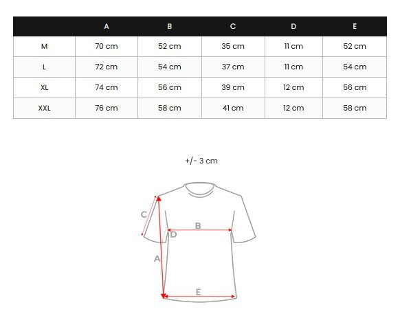 storlekstabell slim fit t-shirt