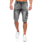 Gråa jeansshorts herr med extra benficka