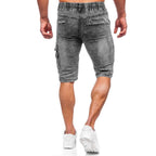 Gråa jeansshorts herr med extra benficka bakifrån