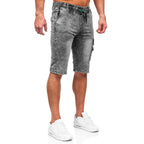 Gråa jeansshorts herr med extra benficka framifrån