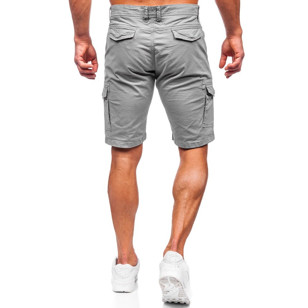 Gråa cargoshorts - Herrkläder bakifrån