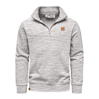 Gråmelerad half zip sweatshirt herr med hög krage från Amaci & Sons