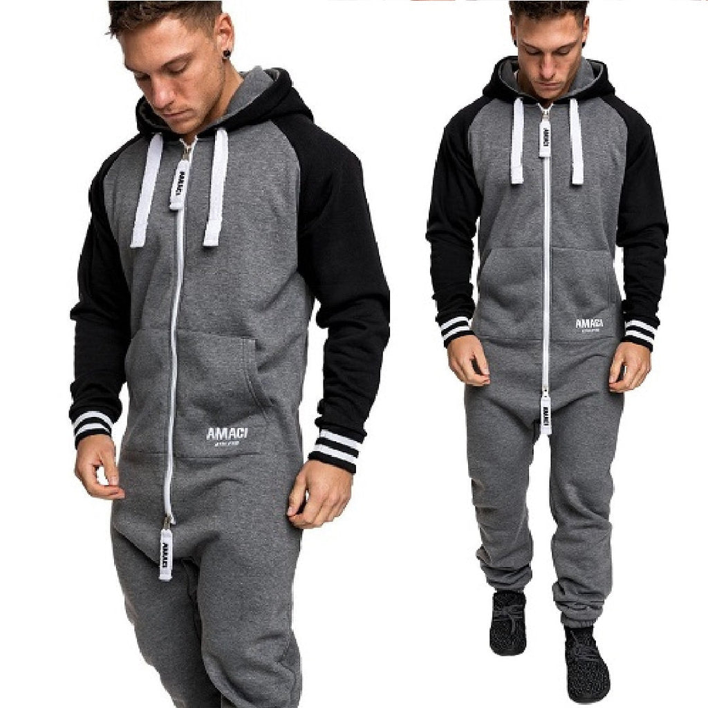 Gråsvart onesies overall - jumpsuit