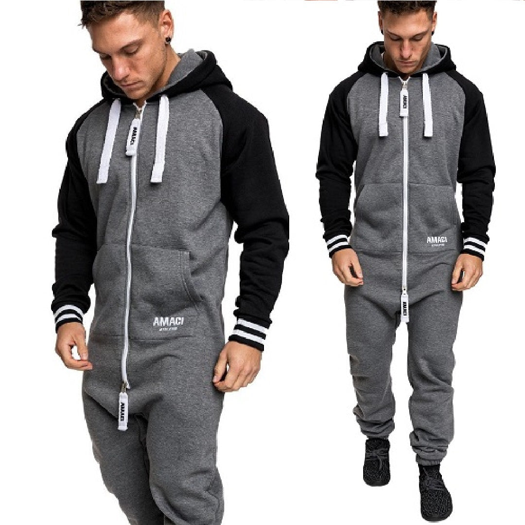 Gråsvart onesies overall - jumpsuit