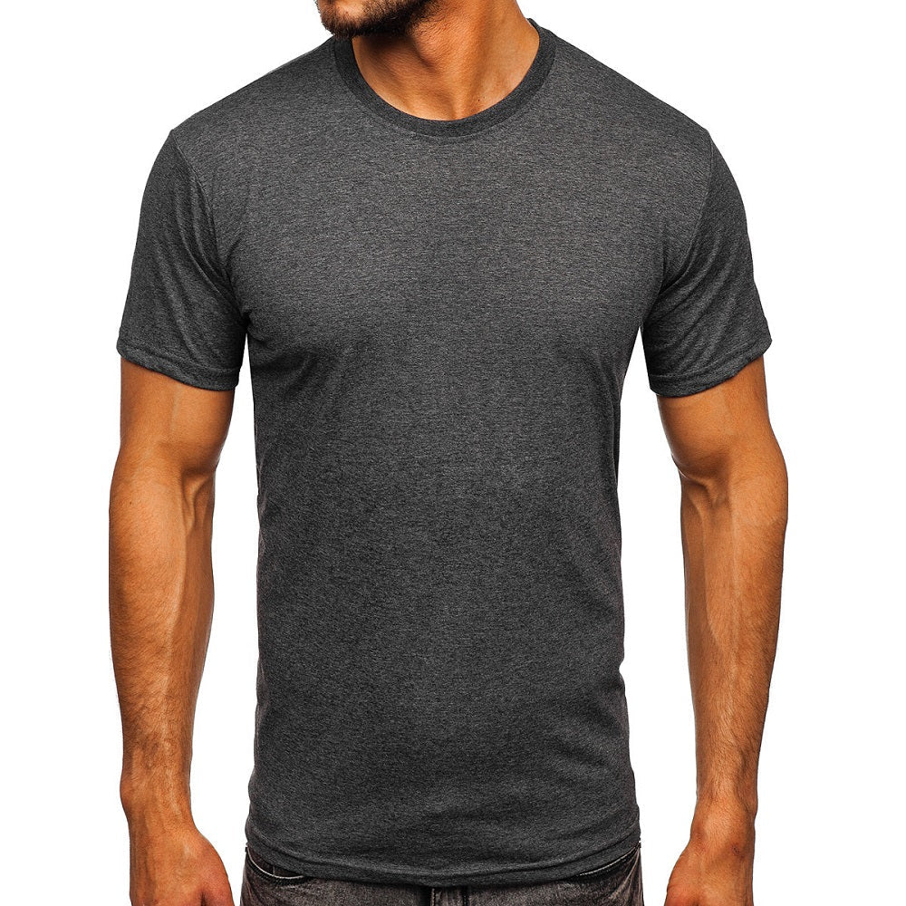 Grafitgrå basic t-shirt - Rund hals framifrån