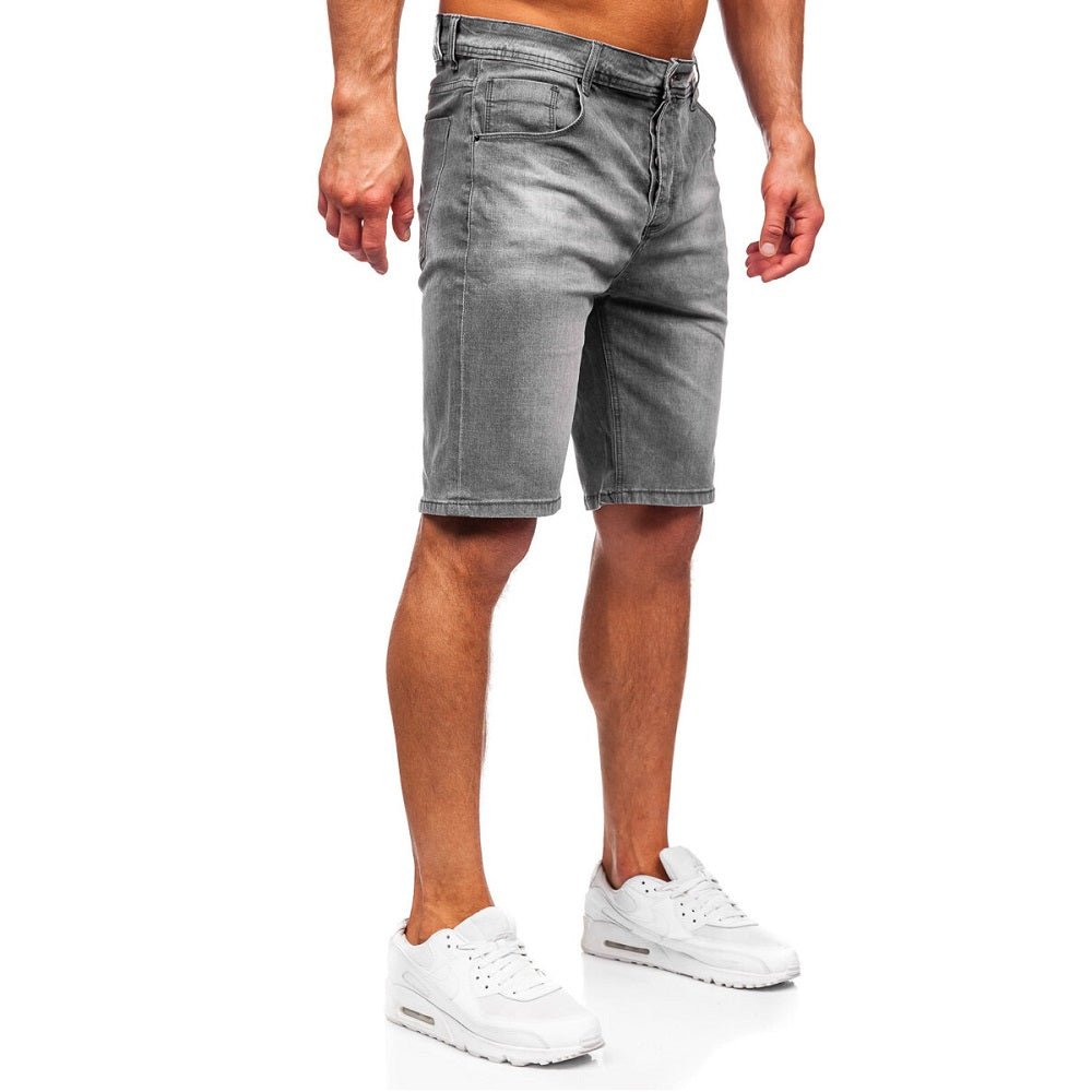 Skuggade jeansshorts - Grafitgråa herrshorts sidan