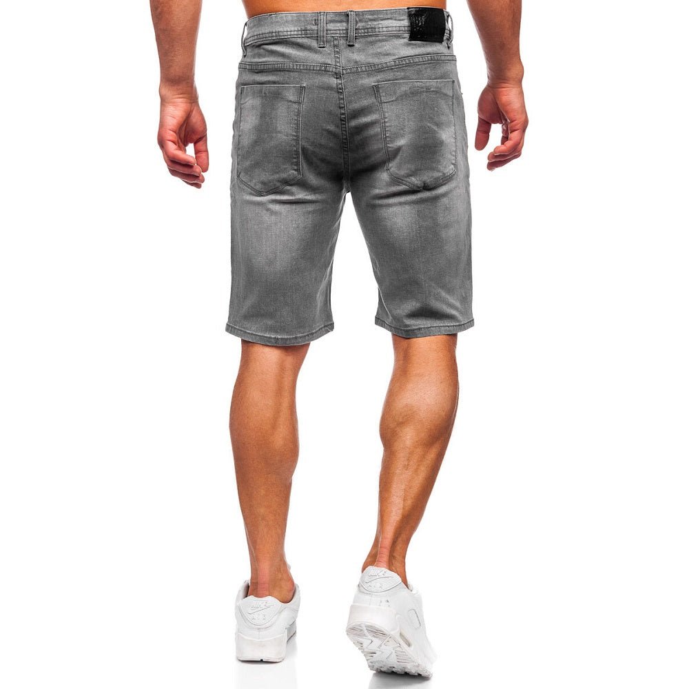 Skuggade jeansshorts - Grafitgråa herrshorts bakifrån