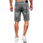 Skuggade jeansshorts - Grafitgråa herrshorts bakifrån