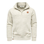 Grönmelerad half zip sweatshirt herr med hög krage från Amaci & Sons