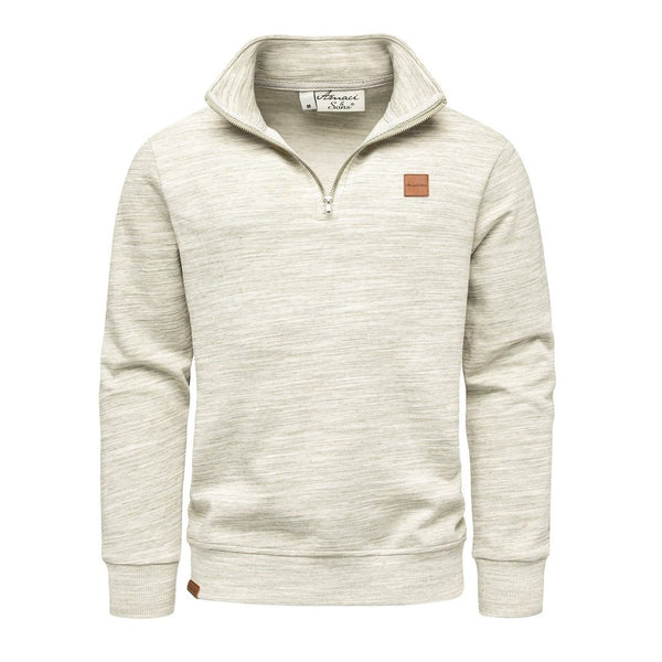 Grönmelerad half zip sweatshirt herr med hög krage från Amaci & Sons