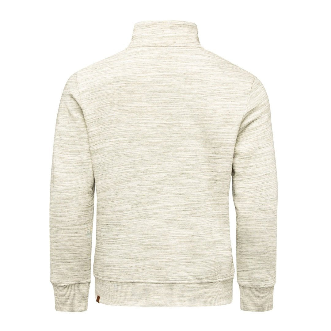 Ljusgrön melerad Amaci & Sons half zip tröja herr sedd bakifrån