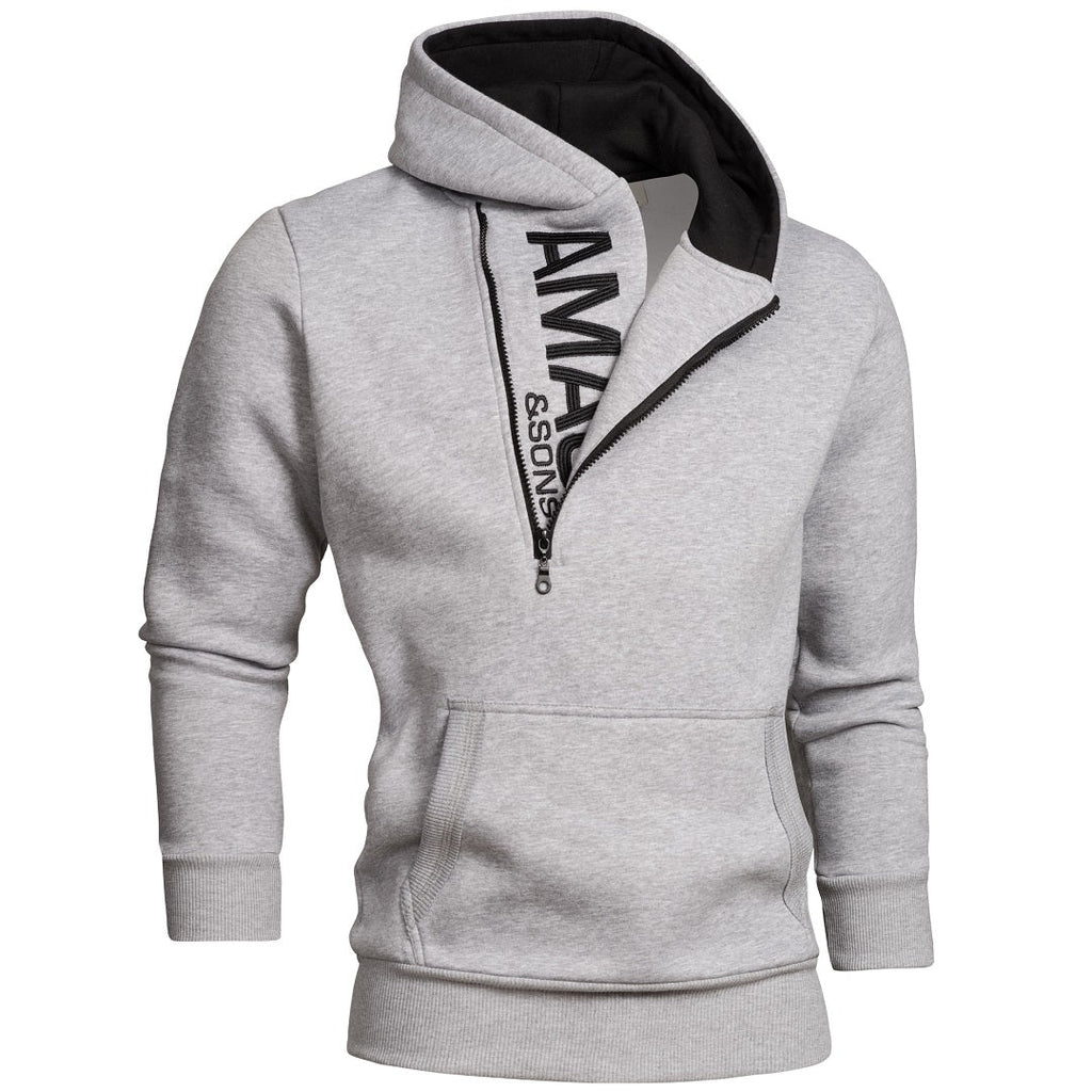 Half zip Hoodie Herr - Ljusgrå grymt skön och snygg huvtröja i herrstorlekar