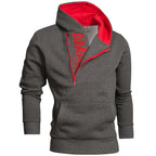 Half Zip Hoodie herr - oslagbar färgkombination av mörkgrått och rött