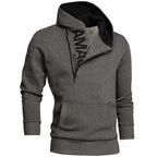 Zip hoodie herr - huvtröja med halv dragkedja och hög hals