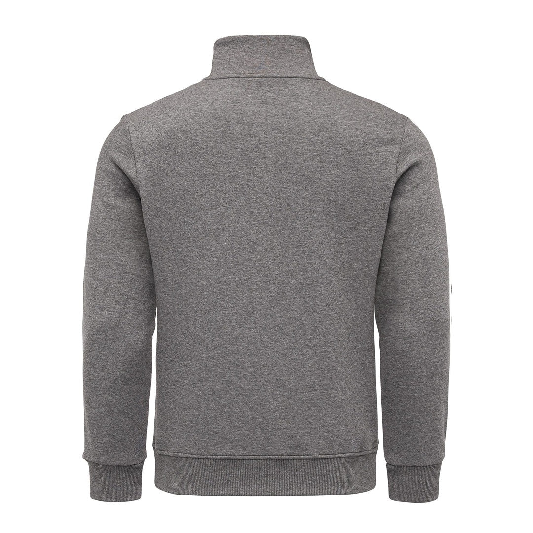 Amaci & Sons mörkgrå half zip sweatshirt herr sedd bakifrån