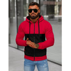 Röd Hoodie med kontrast - Herrtröja framifrån