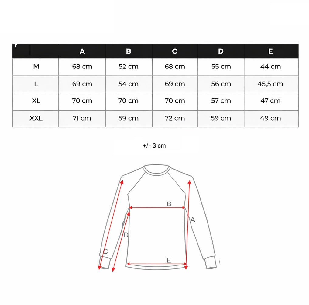 Storlekstabell hoodie herr