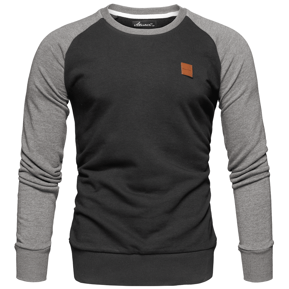 Sweatshirt Herr - Långärmad herrtröja - svart med gråa ärmar