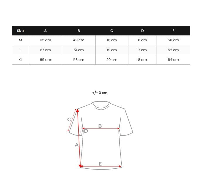 Kortärmad tröja - T-shirt Bronx storlekstabell